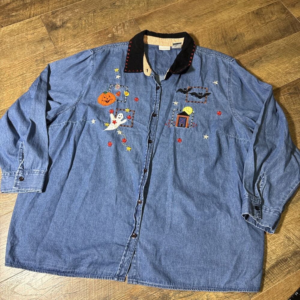 Vintage 90’s White Stag Women’s Plus Halloween Button Up Top Shirt Size 26/28